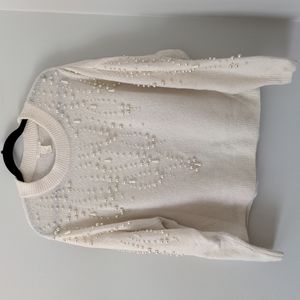 Cream Knit and Pearl Sweater